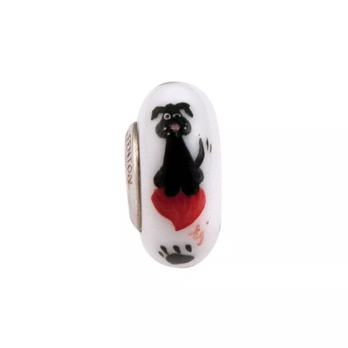 Fenton Art Glass Artisan Crafted Bead - Muttley - Sterling Silver Lined