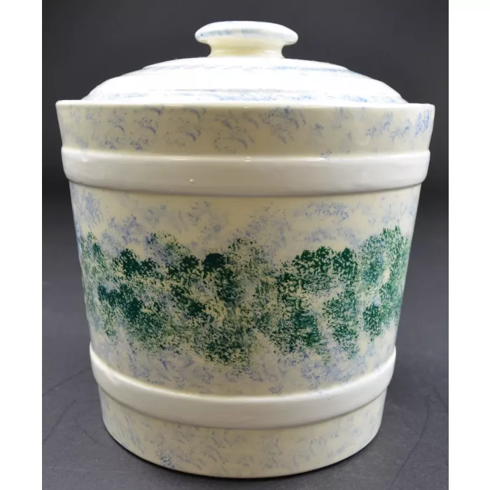 Vintage Floral Pattern Lidded Canister - 8.25" Tall