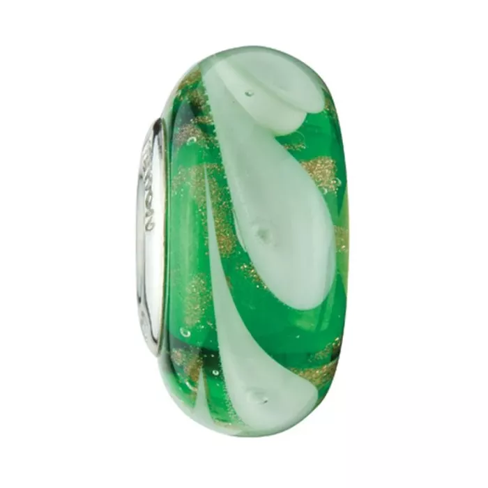 Fenton Art Glass Artisan Bead - Celtic Feathers - Sterling Silver Lined