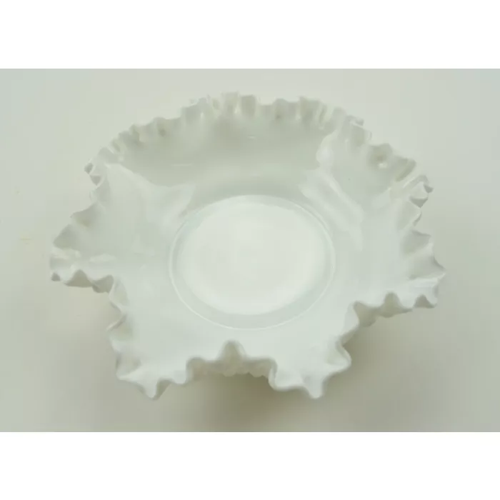 Fenton Art Glass Bon Bon Dish - Milk Glass Hobnail - 8" Round