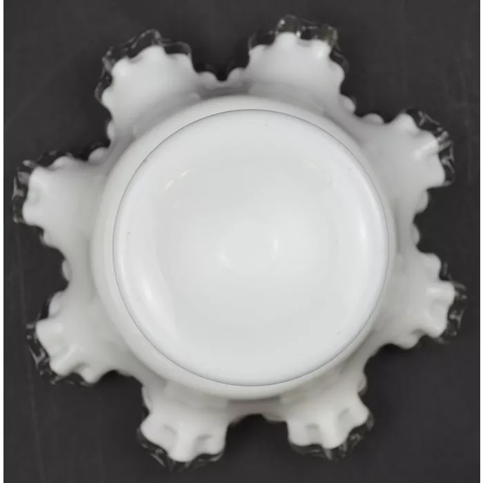 Fenton Art Glass Silver Crest Pattern - Double Crimped Compote - 6.5" Tall