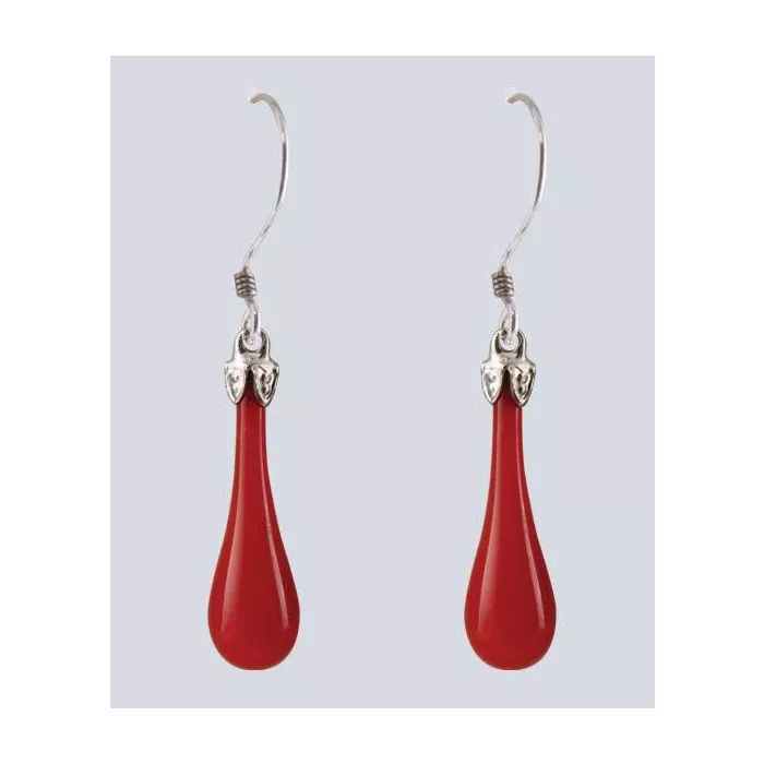 Fenton Art Glass - Teardrop Earrings - Maraschino Cherry - Handcrafted