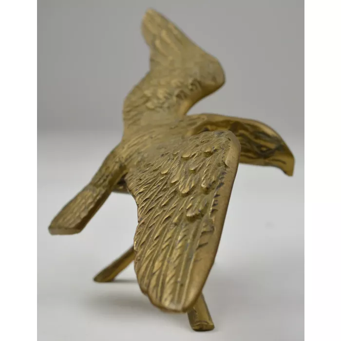 Vintage Brass Eagle Perched On Branch Figurine - 5.5" Tall
