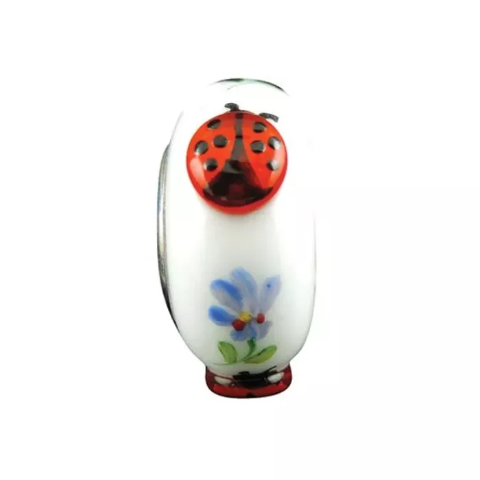 Fenton Artisan Crafted Glass Bead - Lucky Ladybugs - Sterling Silver Lined