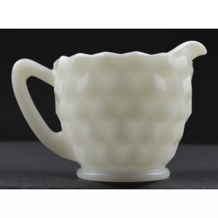 Jeannette Glass - Cube White Pattern - Creamer - 2.5" Tall