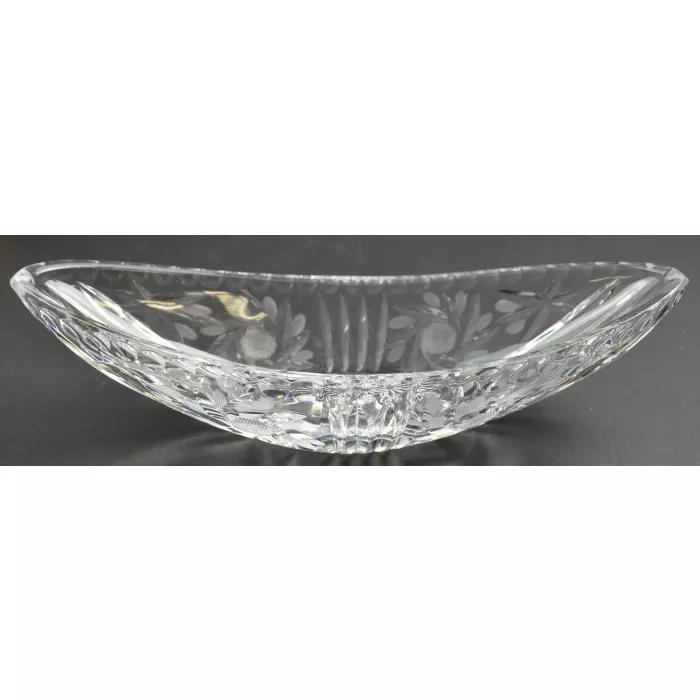 Clear Cut Glass Banana Split Boat Pinwheel Design - 10.5" Long