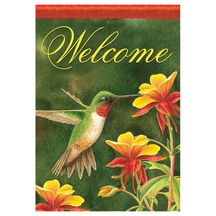Carson FlagTrends - Dura Soft Garden Flag - Welcome Sweet Columbine Hummingbird