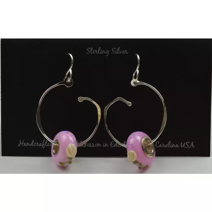 Fenton Art Glass - Sterling Silver Hook Earrings - Bead Holder
