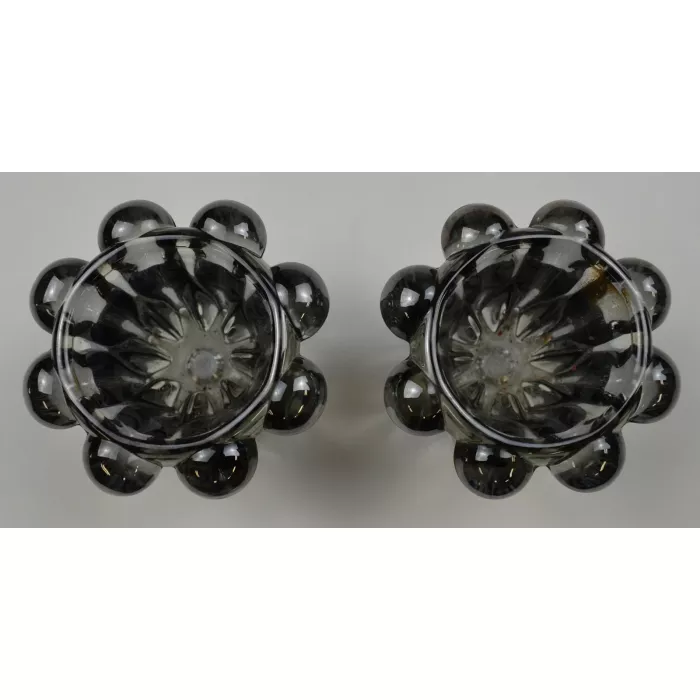 Smoke Color Single Light Candlestick Holders - Set Of Two