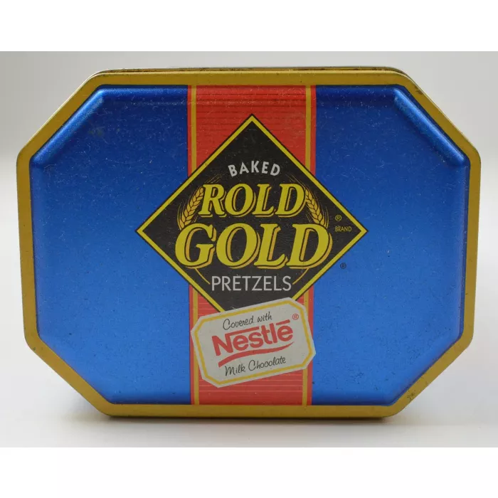 Baked Rold Gold Pretzels Covered With Nestle Milk Chocolate 12 Oz Tin - 10" Tall