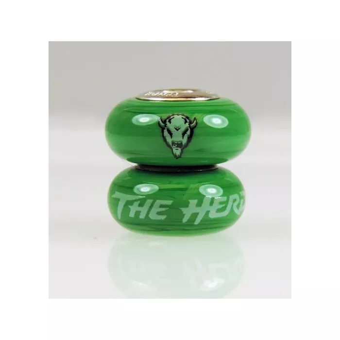 Fenton Green Glass Collegiate Bead - Marshall - Sterling Silver Lined