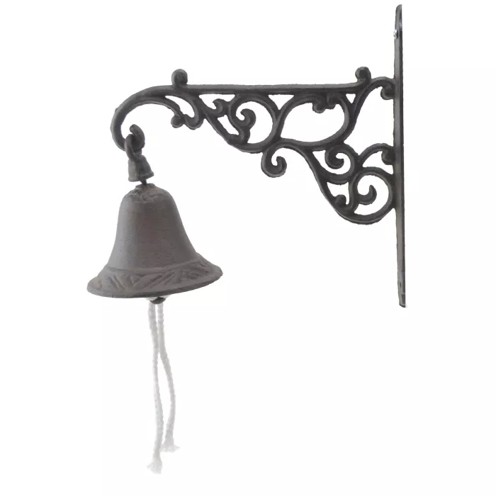 Cast Iron Dinner Bell - Ornate Vine - Distressed Brown