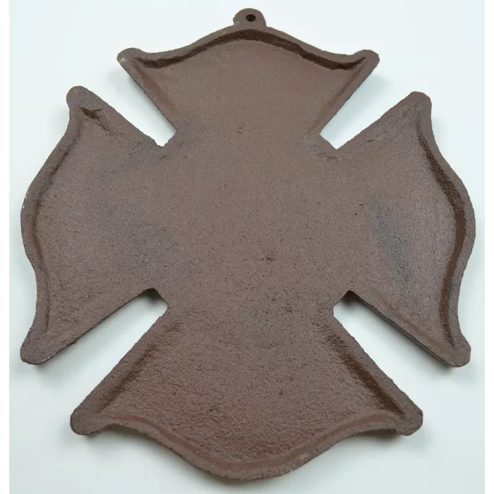 Cast Iron Firefighting Wall Plaque - Rust Finish - 7.5" Wide