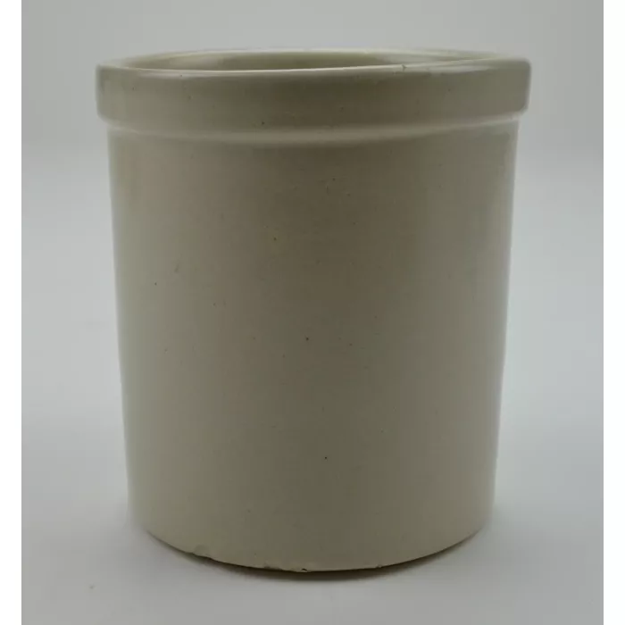 R.R.P. Co. Stoneware One Quart High Jar Crock - Teddy Bear Pattern - 5.25" Tall