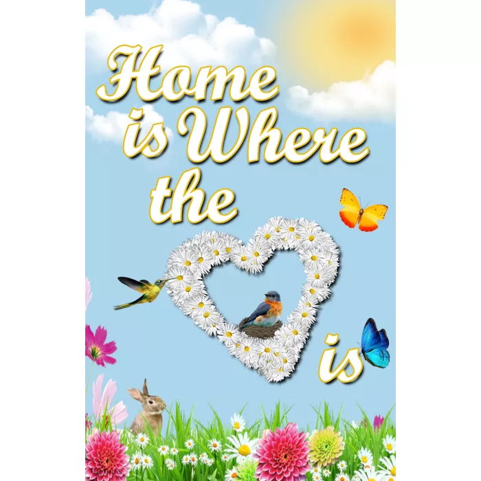 Flag Emotes - Double Sided Garden Flag - Home Is Where The Heart Is Floral