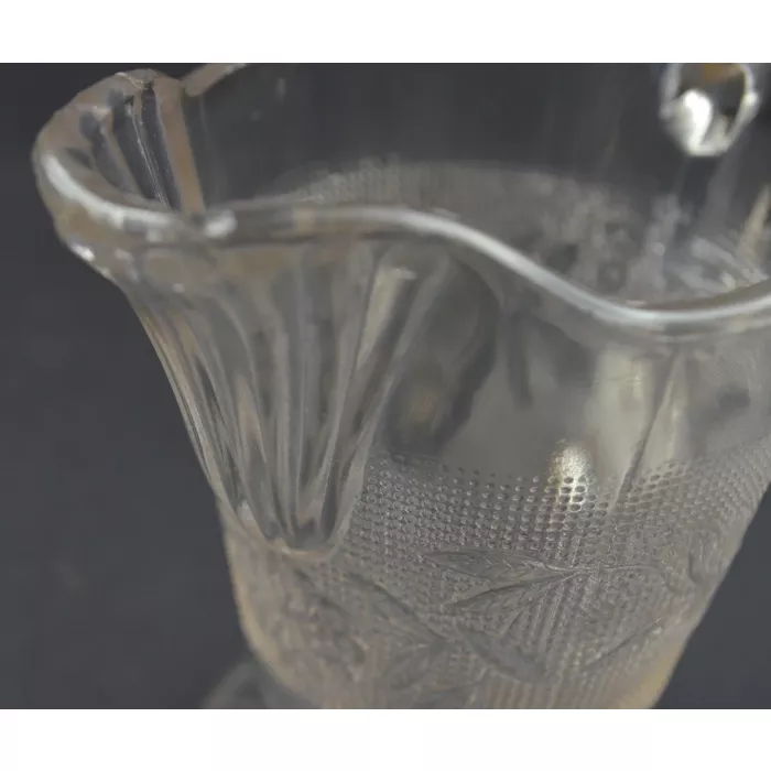Clear Glass Creamer - Pebbled Floral Pattern