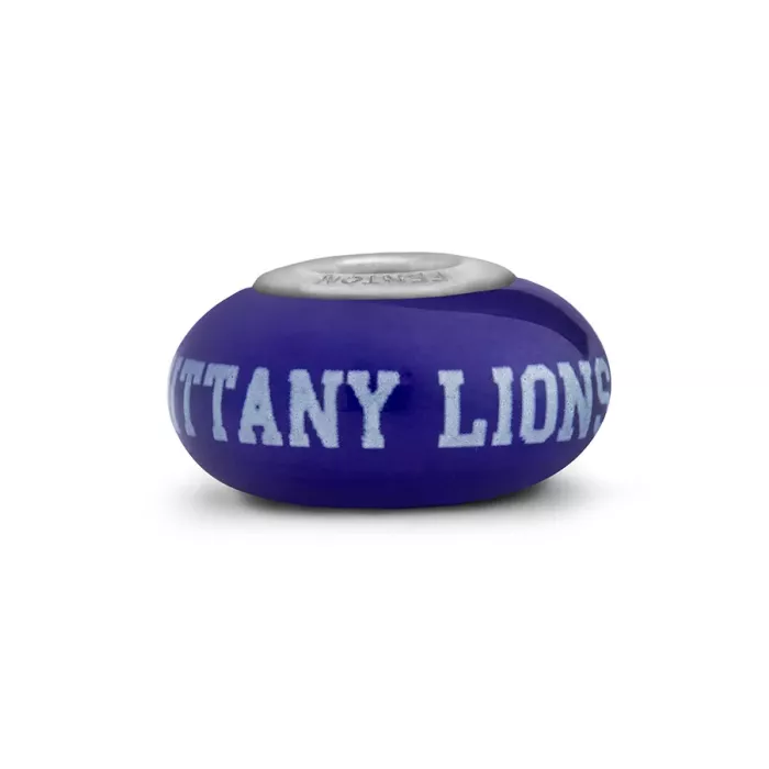 Fenton Blue Glass Collegiate Bead - Penn State - Sterling Silver Lined