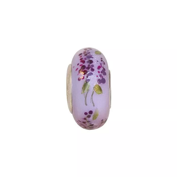 Fenton Art Glass Artisan Crafted Bead - Lilac Time - Sterling Silver Lined