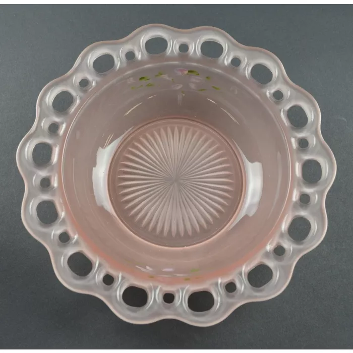 Anchor Hocking - Lace Edge Frosted (Pink) Pattern - Salad Bowl - 7.75" Round