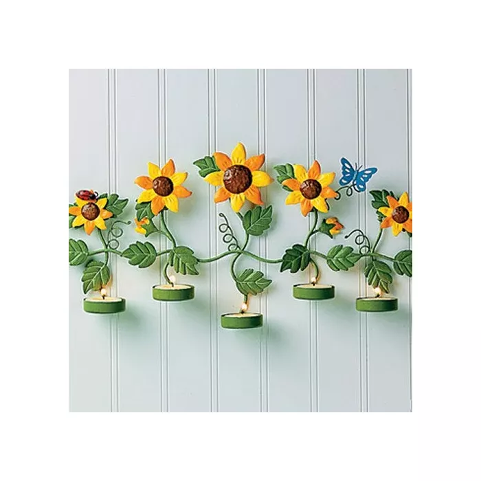 Sunflower Tealight Holder - Wall Mounted - Holds 5 Tealight Candles