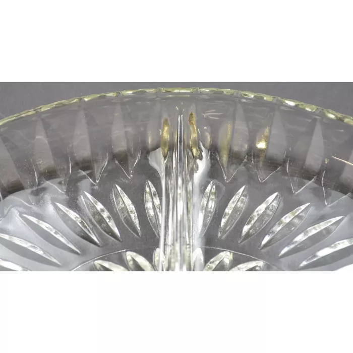 Clear Pressed Glass 2 Part Relish Dish - 9.5" Wide