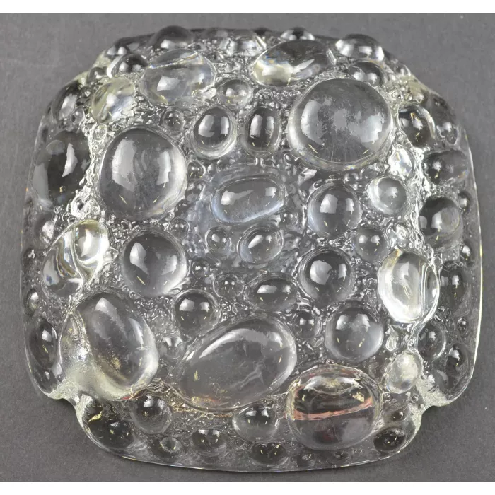 Bubble Pattern Clear Glass Ashtray - 4" Wide