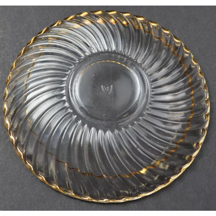 Federal Glass - Diana Gold Trim Pattern - Flat Cup Saucer - 4.25" Round