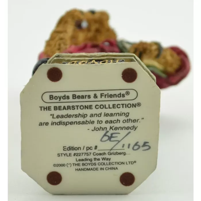 Boyds Bears Resin Figurine - Coach Grizberg Resin Figurine -  Handmade 2000