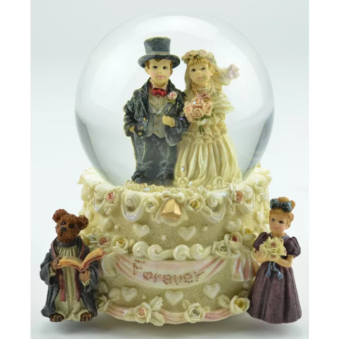Boyds Bears Resin Music Box Snow Globe - Yesterdays' Child - Handmade 1995
