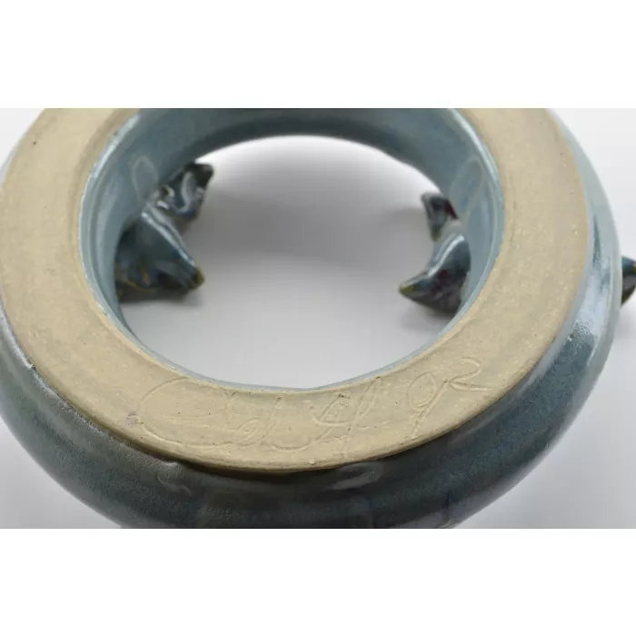 Candle Wreath - Handmade & Hand Painted Stoneware Pottery - Celff 1992