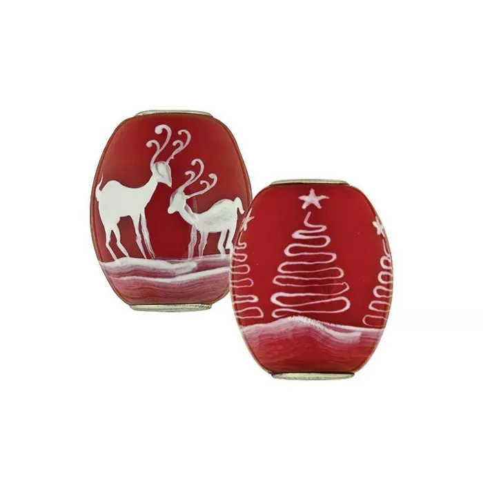 Fenton Artisan Crafted Glass Bead - Reindear - .76" Oval