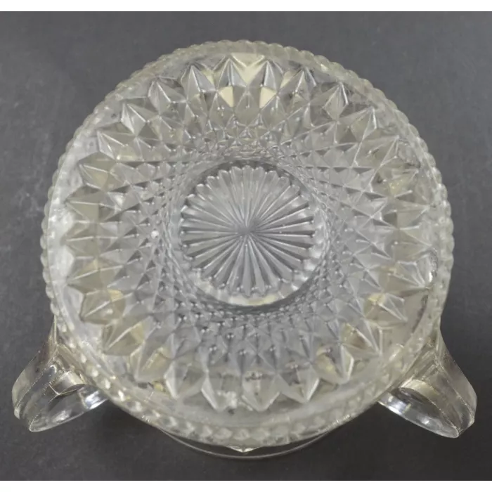 Clear Pressed Glass Open Sugar With 3 Handles - 3.75" Tall