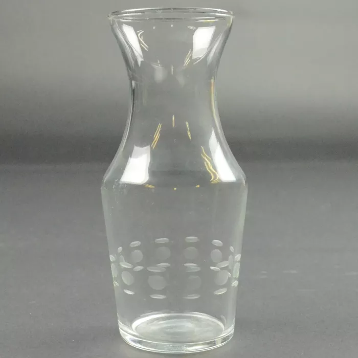 Clear Glass Vase - Etched Cut Circle Pattern - 6.5" Tall