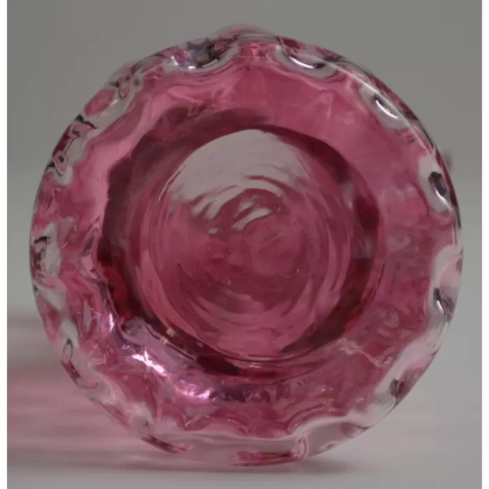 Vintage Cranberry Fluted Glass Pitcher - 8.5" Tall