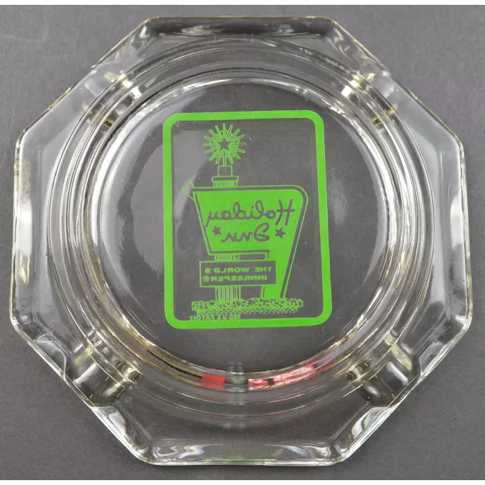 Holiday Inn Octagon Shaped Clear Glass Ashtray - The World's Innkeeper