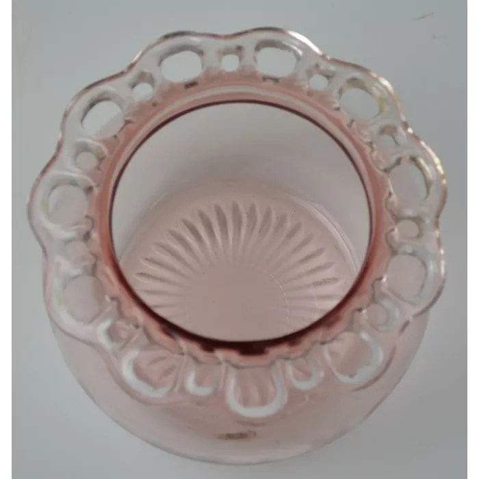 Anchor Hocking - Lace Edge Pink Pattern - Cookie Jar