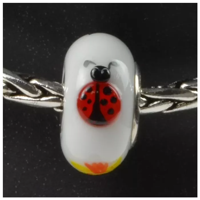 Fenton Art Glass Artisan Bead - Alpha Sigma Alpha - Sterling Silver Lined