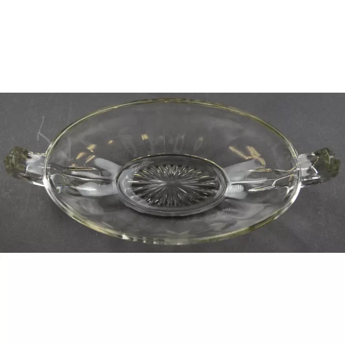 Imperial Glass Clear Pressed Glass Pickle Dish - Cut Floral Pattern