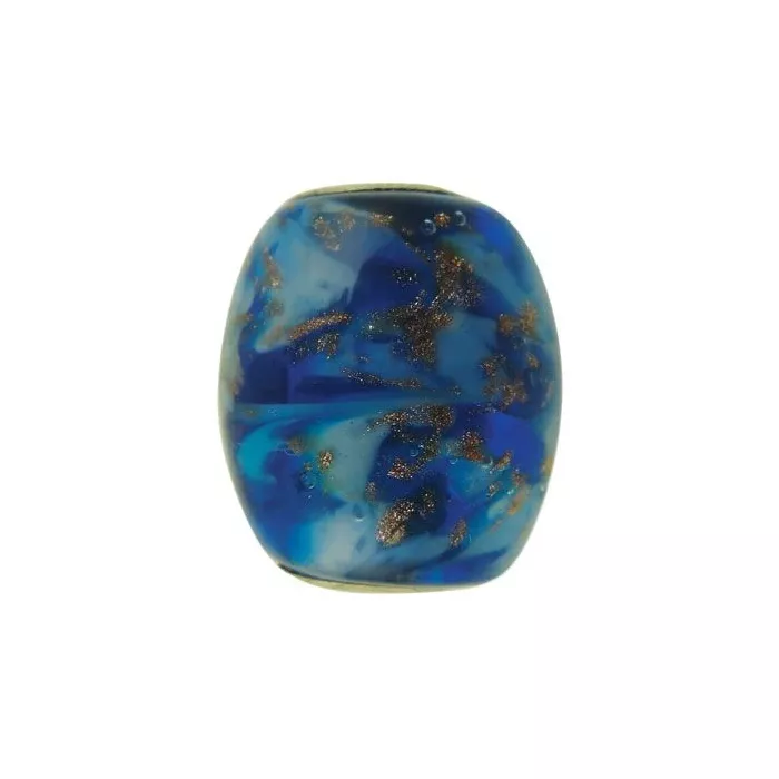 Fenton Vasa Murrhina Glass Cornerstone Bead - Blue Danube - .76" Oval