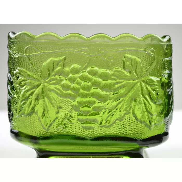 Anchor Hocking Glass Planter - Vintage Green Pattern - 3.75" Tall