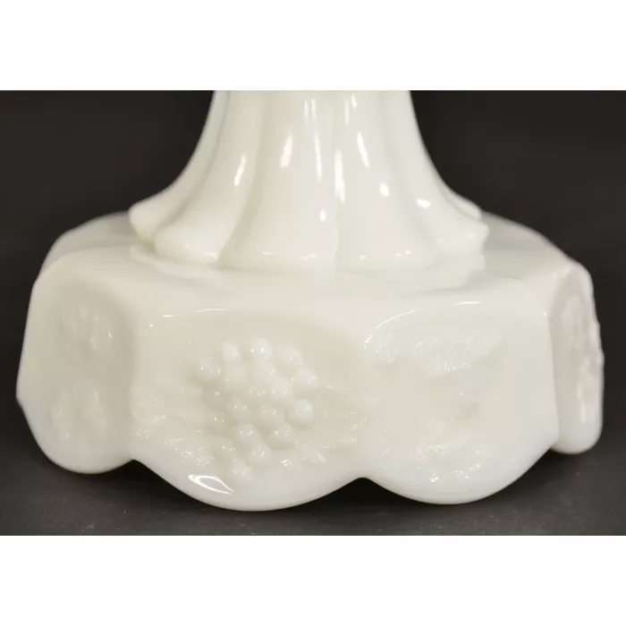 Westmoreland Glass - Panelled Grape Milk Glass - Single Light Candlestick Holder