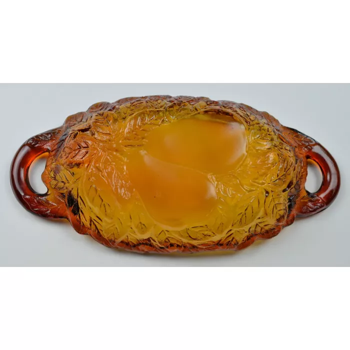 Tiara Crystal - Sweet Pear Amber Pattern - Pickle Dish - 9.25"