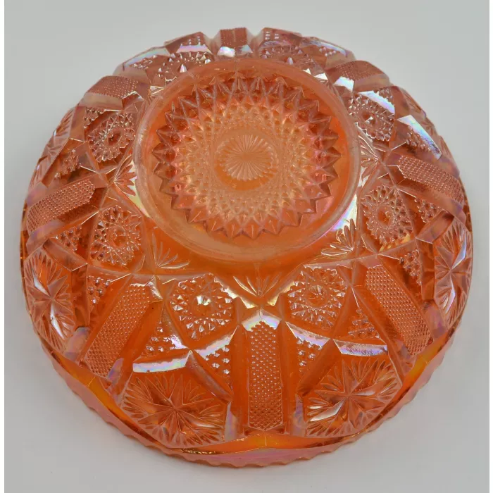 Vintage Amber Carnival Glass Serving Bowl - 6.875" Round