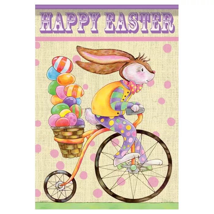 Carson FlagTrends - Dura Soft Large Flag - Happy Easter Bunny On Bike