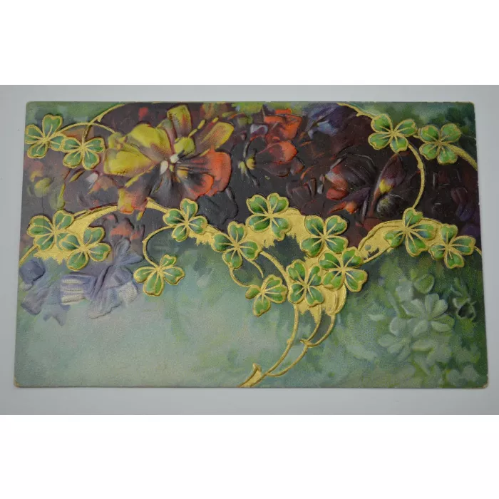 Vintage Postcard - Floral Pattern Greeting Card - 1909