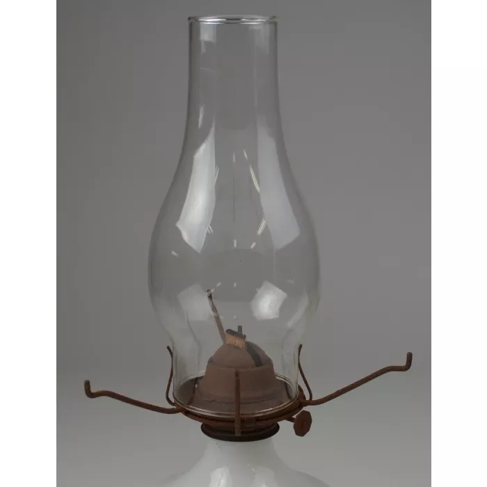 Lamplight Farms Milk Glass Gold Eagle Design Hurricane Kerosene Lamp