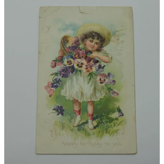 Vintage Postcard - A Happy Birthday To You - Benjamin Franklin One Cent Stamp - Early 1911