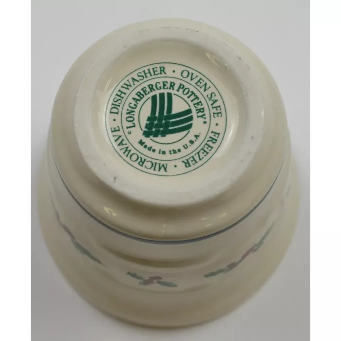 Longaberger Pottery - Holly Pattern - Candle Votive - 2.5" Tall
