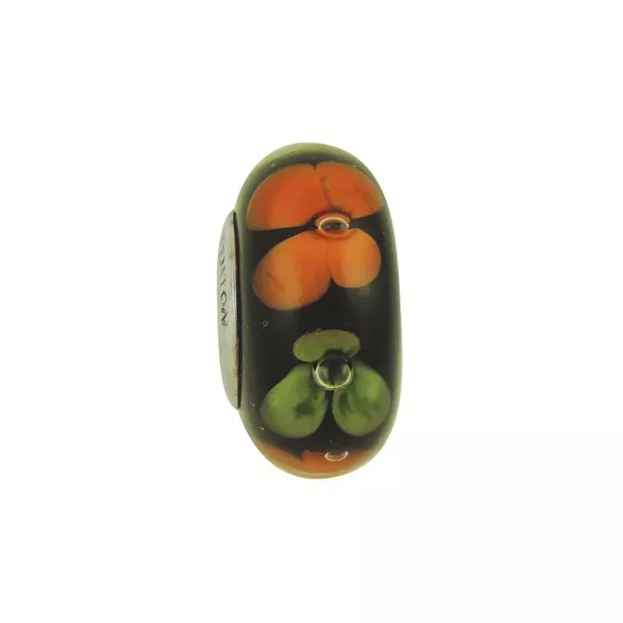 Fenton Artisan Crafted Glass Bead - Butterfly Blossoms - Sterling Silver Core