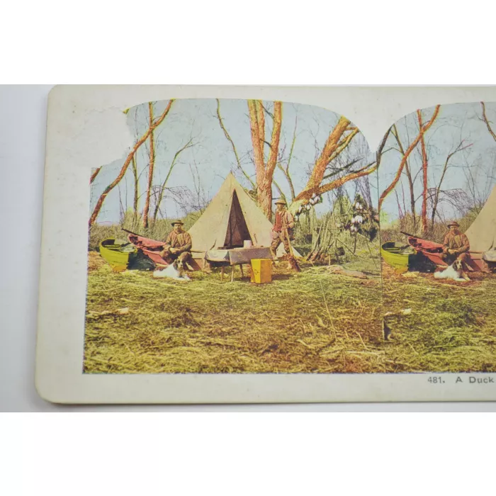 Antique Stereoview - No. 481 - A Duck Hunter's Camp On The Marsh